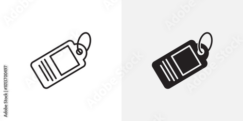 Icon of a label or tag, representing categorization, pricing, or product identification.