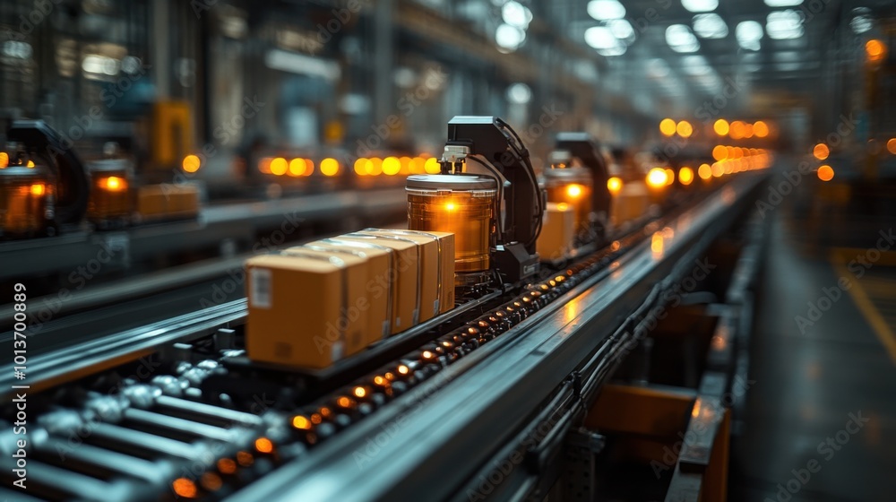 Automated Conveyor System in Modern Industrial Warehouse Automated Conveyor System in Modern Industrial Warehouse