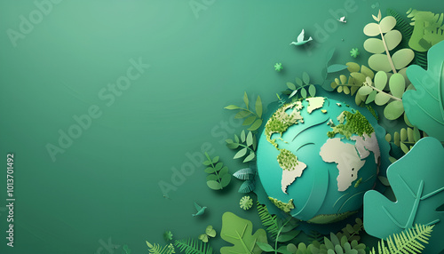 Earth Day or World Environment Day concept. Save our Planet and forest, restore and protect Green Nature, global warming and Climate change theme