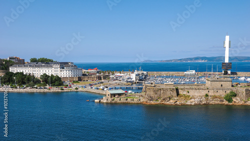 Obraz na płótnie A Coruña, Spain. August 5, 2024. View From the Sea Showing Port Authority Building w salonie