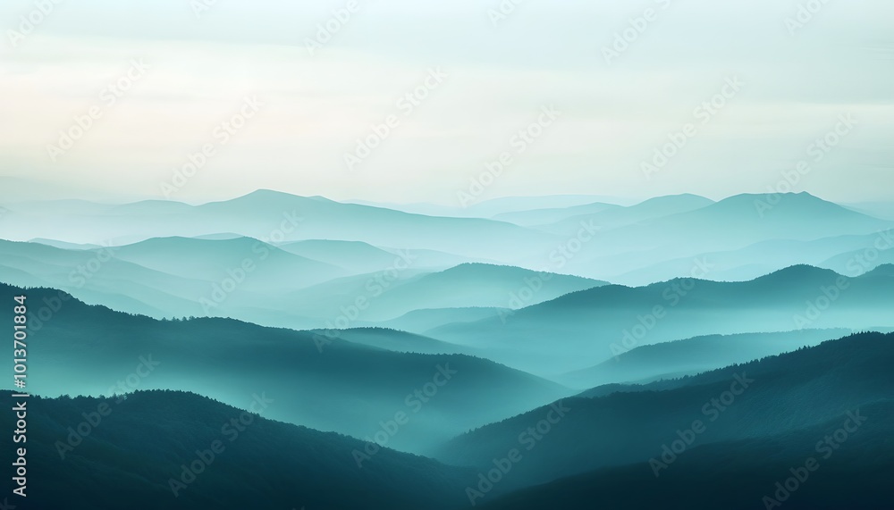 Obraz premium Cool, soft bluetogreen gradient with a gentle abstract blur fading into the distance