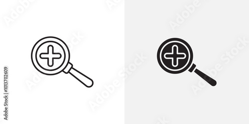 Icon of a magnifying glass with a plus sign, symbolizing zooming in or enlarging.