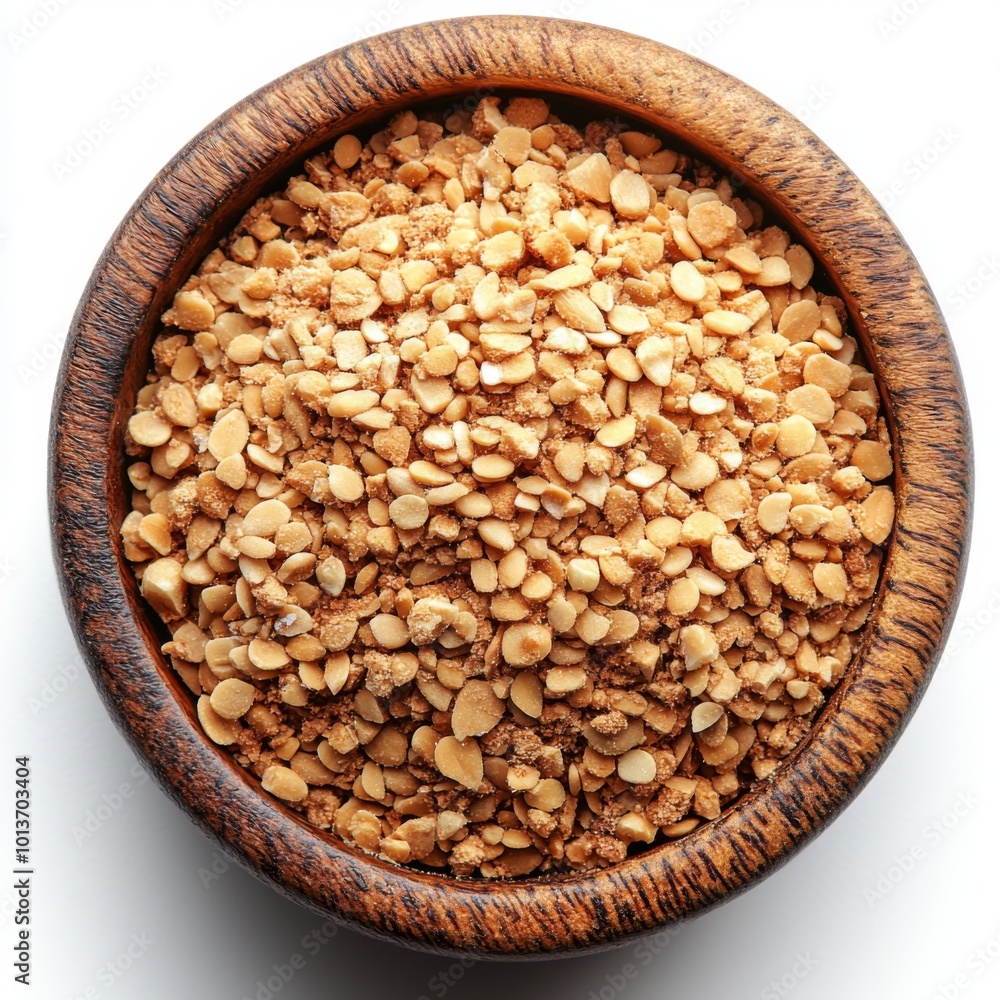 Roasted and Chopped Peanuts in a Wooden Bowl Roasted and Chopped Peanuts in a Wooden Bowl