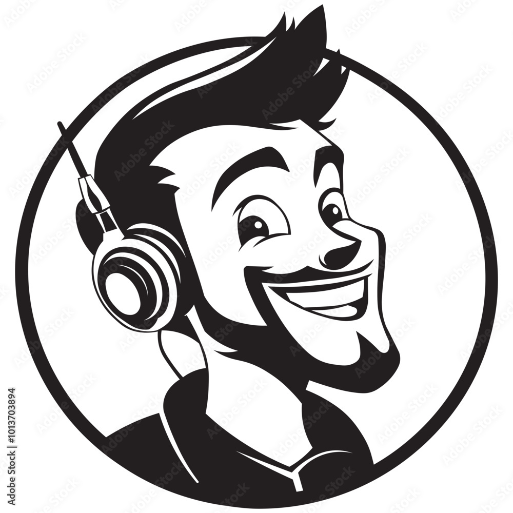 Fototapeta premium Vector Illustration of Cartoon Circle Customer Service Logo with Headset