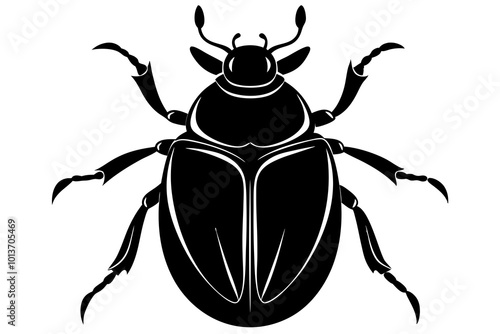 Goliath Beetle Large Insect with a Rounded Shell Silhouette Vector Illustration