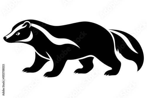 Honey Badger Stocky Powerful Body with a Fearless Silhouette Vector Illustration