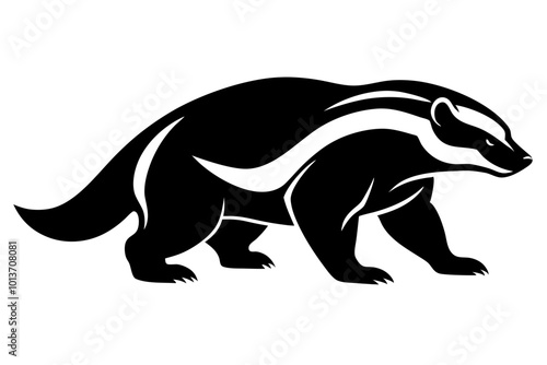 Honey Badger Stocky Powerful Body with a Fearless Silhouette Vector Illustration