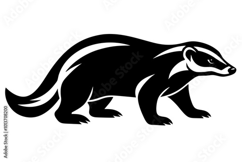 Honey Badger Stocky Powerful Body with a Fearless Silhouette Vector Illustration