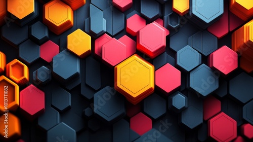 Abstract Hexagon Pattern in Vibrant Colors