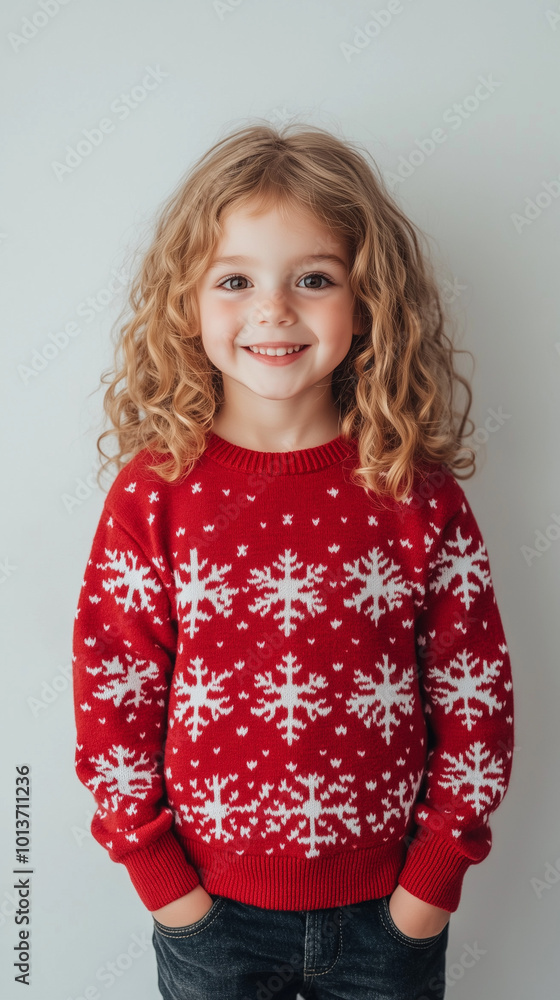 little girl portrait, little child wearing a Christmas sweater, simple background, Christmas knitwear, little girl portrait, little child wearing a Christmas sweater, simple background, Christmas knitwear,