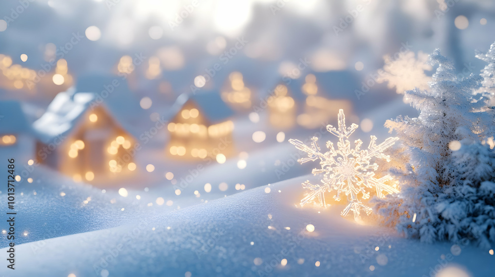3D Glowing Snowflakes & Vibrant Winter Village Scene with Neon Lights - Festive Holiday Promotions & Winter Ads Focused on Radiant Elements in a Futuristic Atmosphere 3D Glowing Snowflakes & Vibrant Winter Village Scene with Neon Lights - Festive Holiday Promotions & Winter Ads Focused on Radiant Elements in a Futuristic Atmosphere