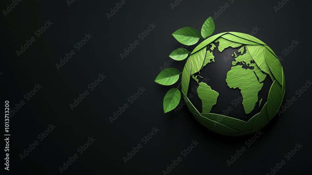A green earth graphic with leaves, symbolizing environmental awareness and sustainability, set against a dark background. A green earth graphic with leaves, symbolizing environmental awareness and sustainability, set against a dark background.
