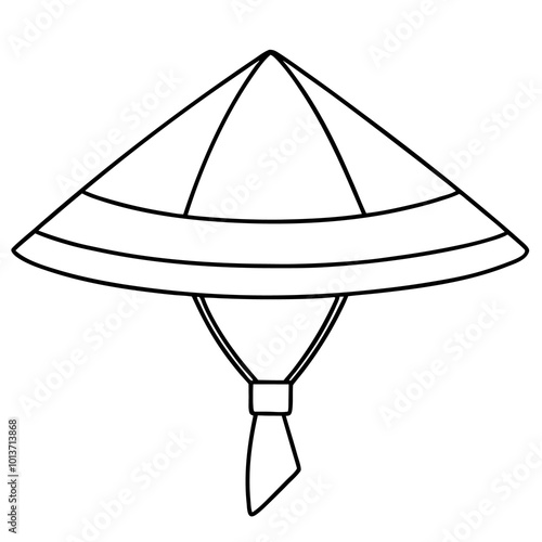 vietnamese conical hat outline coloring book page line art drawing