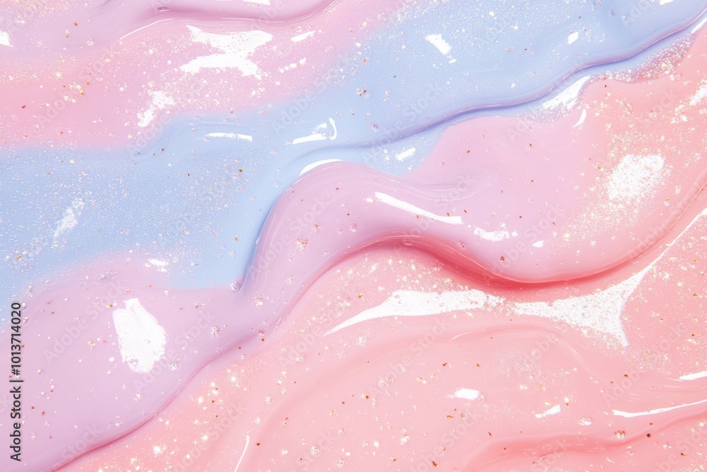 Obraz premium Holographic pastel swirl texture with glossy waves