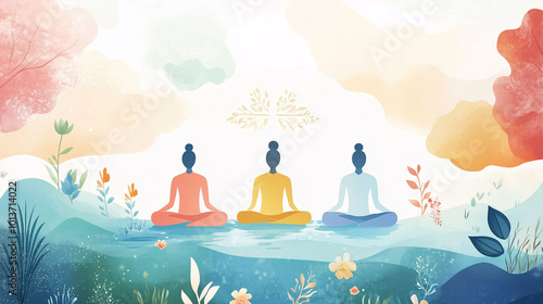 Inner Peace Through Meditation: A Watercolor Flat Design on Mindfulness for Personal Growth 1