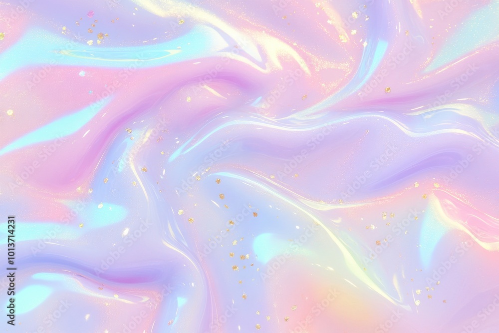 Fototapeta premium Iridescent holographic swirl texture with pastel tones
