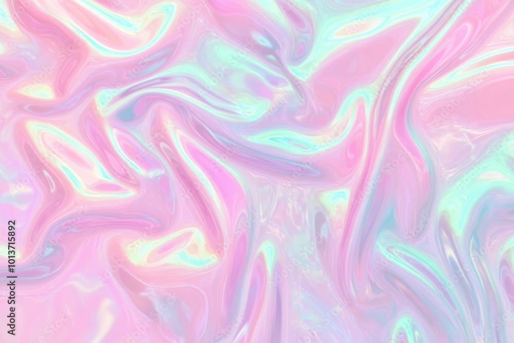 Obraz premium Pastel holographic wave texture with soft gradient background