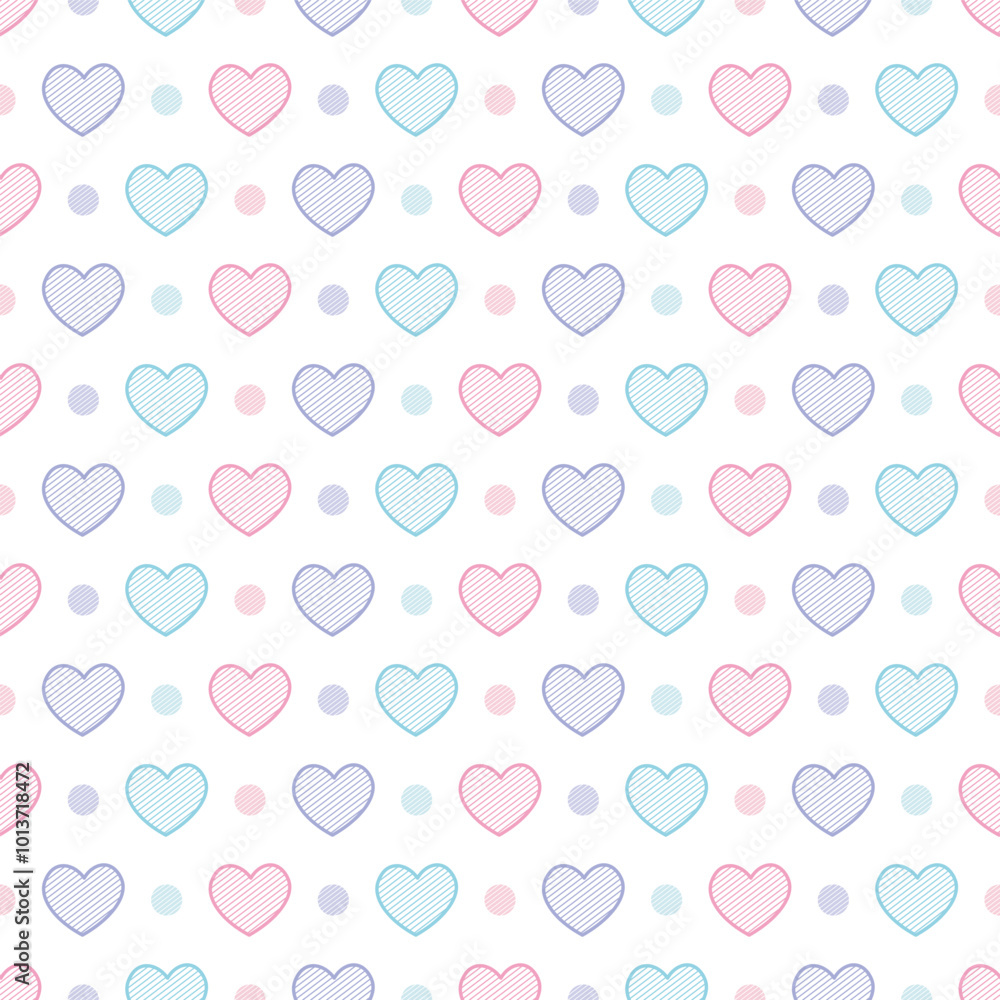 Adorable Pastel Heart Doodles Valentines Seamless Vector Repeat Pattern Adorable Pastel Heart Doodles Valentines Seamless Vector Repeat Pattern