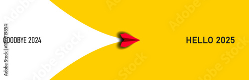 goodbye 2024 hello 2025 flying red airplane.year plan idea concept.Business leader,personality development idea concept