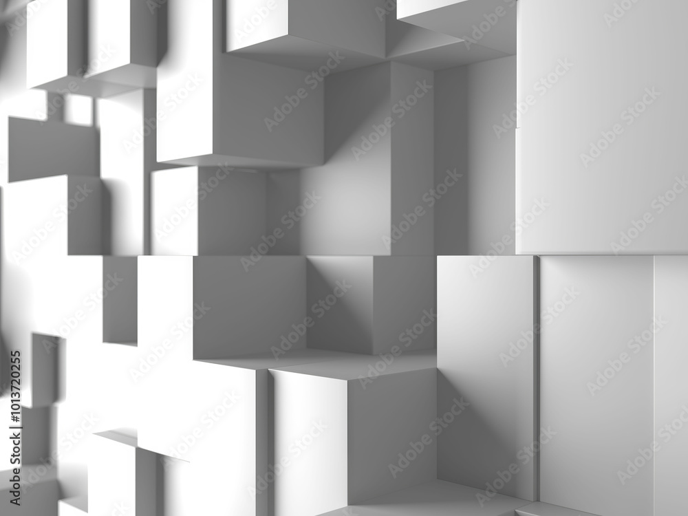 Futuristic white cubes wall background Futuristic white cubes wall background