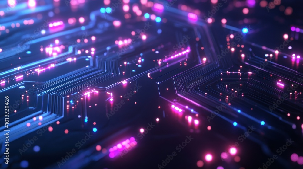 Fototapeta premium Abstract Circuit Board with Glowing Lines