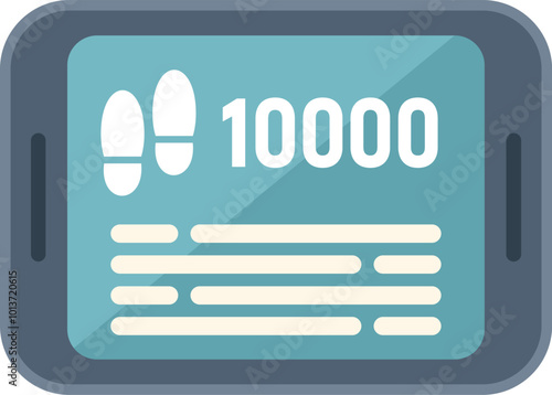 Smartphone showing a 10000 steps counter app interface, a symbol for reaching a fitness goal