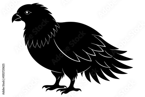  Kakapo Large Flightless Parrot Like Bird Silhouette Vector Illustration