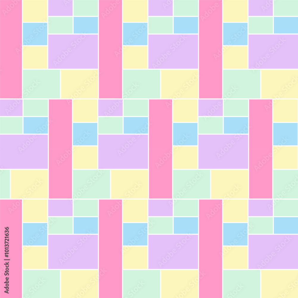 Geometric seamless pattern.Colorful pastel square shapes repeat pattern.Abstract vector graphic illustration background. Geometric seamless pattern.Colorful pastel square shapes repeat pattern.Abstract vector graphic illustration background.