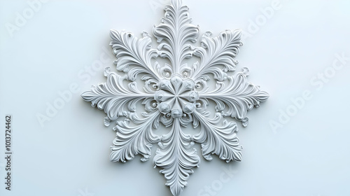 3D Snowflake Icon: Intricate Vector Design with Symmetrical Patterns on White Background for Infographics and Winter Themes