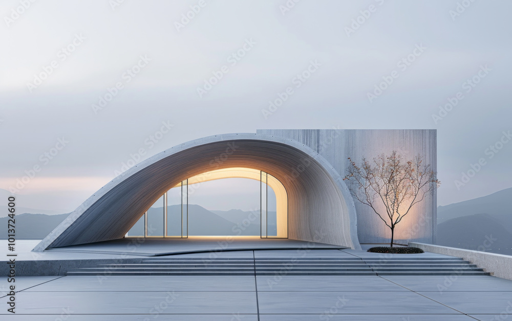 Fototapeta premium Minimalist modern architecture and spatial structure