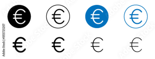 Euro currency icon in vector format