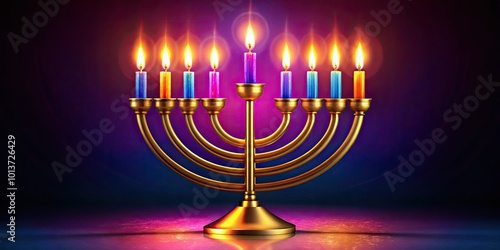 An elegant Menorah vector illustration, designed for Hanukkah festivities, encapsulates Jewish culture, making it perfect for decorations and themed celebrations.