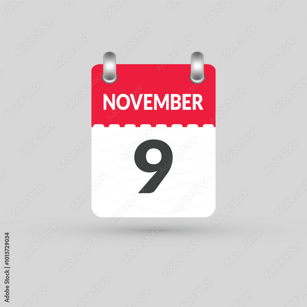 November 9 calendar Date, Month icon November 9 calendar Date, Month icon
