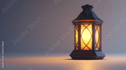 3D Floating Winter Lantern Icon with Glowing Light on White Background - Cozy Winter Concept for Festive Promotions and Infographics