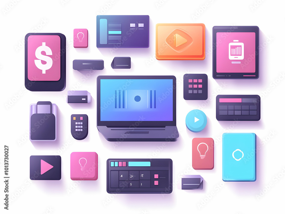 Flat Glossy Background of Floating Tech Gadgets with Eye-Catching Cyber Monday Discounts | Digital High-Tech Aesthetic for Modern Marketing Flat Glossy Background of Floating Tech Gadgets with Eye-Catching Cyber Monday Discounts | Digital High-Tech Aesthetic for Modern Marketing