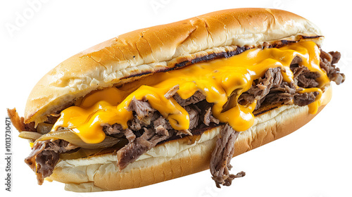 Cheesesteak fast food isolated on transparent background, PNG