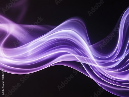 Abstract purple and white smoke swirls on a black background.