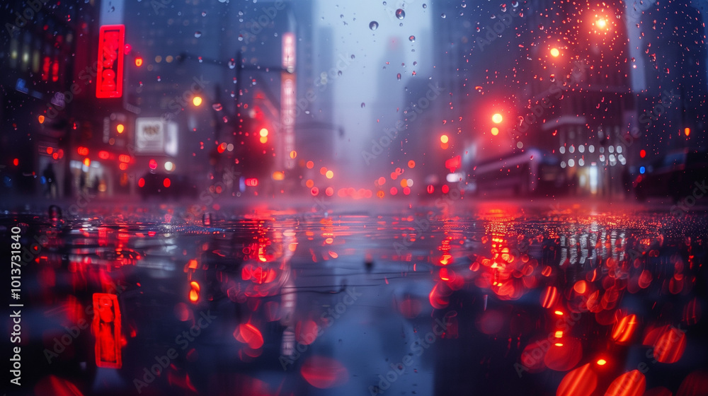 Obraz premium rainy city