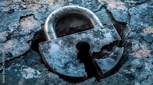 A dramatic depiction of a destroyed padlock, symbolizing a severe email security breach photo