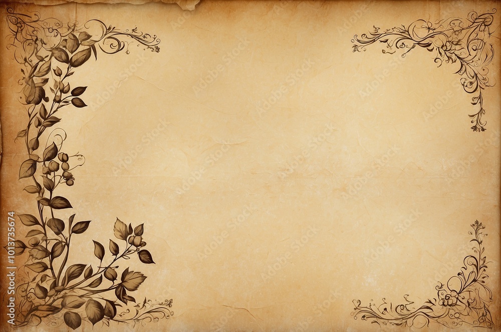 old paper with floral ornament old paper with floral ornament