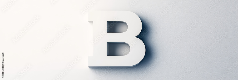 A white 3D letter 'B' against a light gray background. A white 3D letter 'B' against a light gray background.