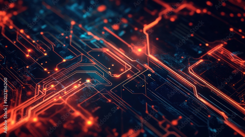 Obraz premium Abstract Circuitry: Glowing Lines