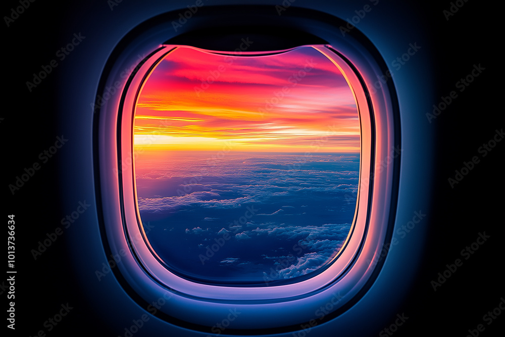 Serene Sunset View from Airplane Window Serene Sunset View from Airplane Window
