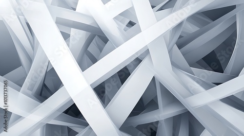 Minimalist abstract background with overlapping grey and white geometric shapes forming a clean, modern design.