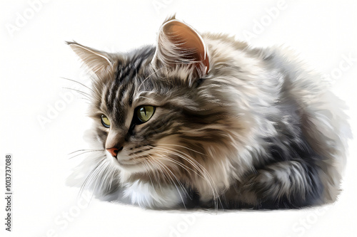 he image shows a cat sitting on a white background in various positions like on the floor  photo