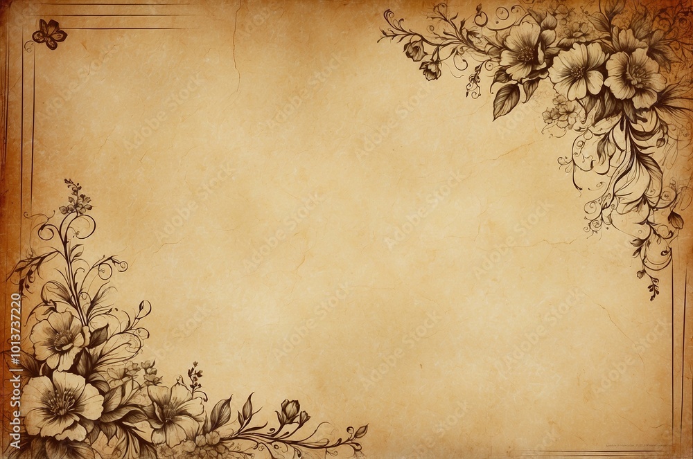 old paper with floral ornament old paper with floral ornament