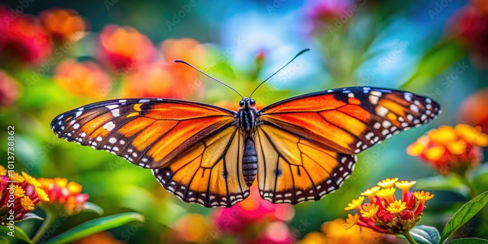 Fototapeta premium Delicate Gossamer Wings of a Butterfly Displaying Nature's Beauty and Intricate Patterns in Flight