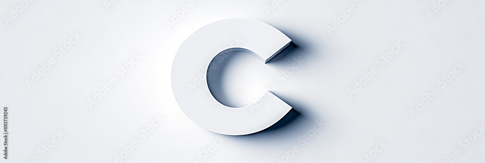 A 3D render of the letter C in white against a white background. A 3D render of the letter C in white against a white background.