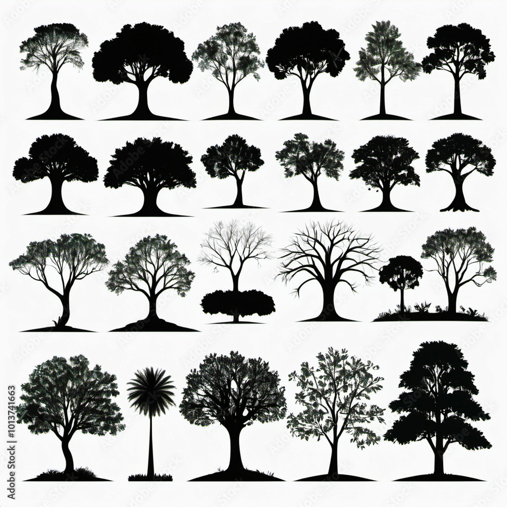 Fototapeta premium set of trees silhouettes