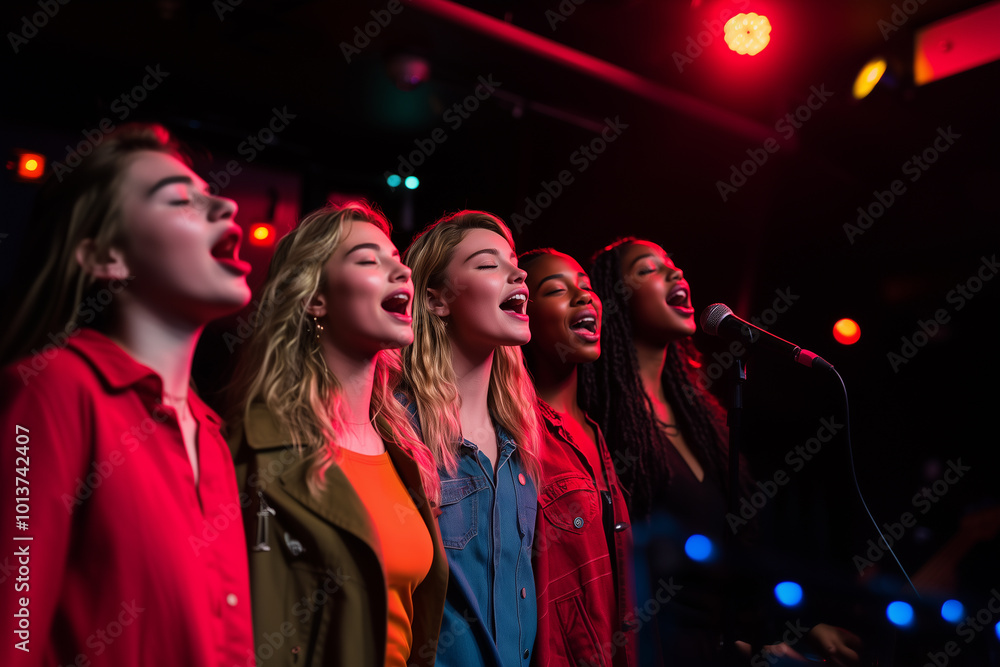 Energetic Group Singing Performance Energetic Group Singing Performance